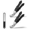 3-Piece Angled Nail Clipper Set, 2 Arched Wide Mouth Clippers with Nail File, Thick Toenail Cutter for Seniors view 1