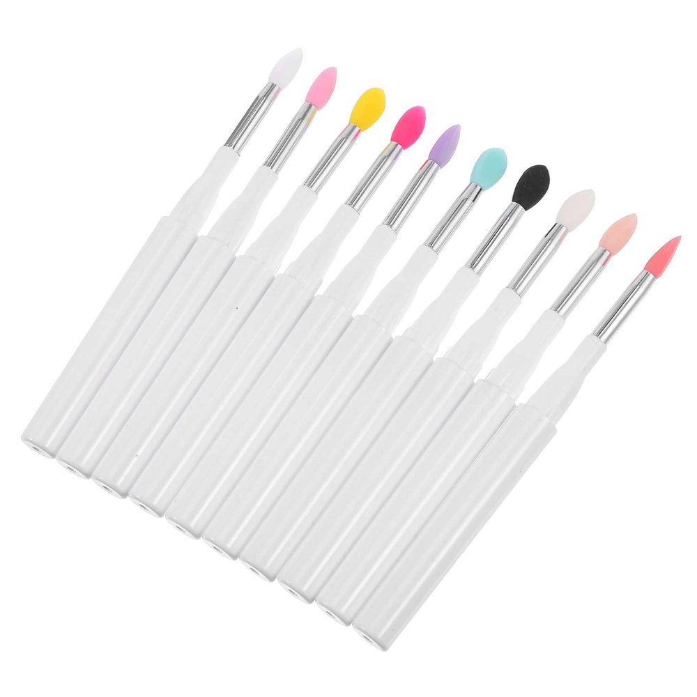 FOYTOKI 10pcs Makeup Brush Silicone Lip Brush Professional Makeup Tools Eyeshadow Applicator for Women