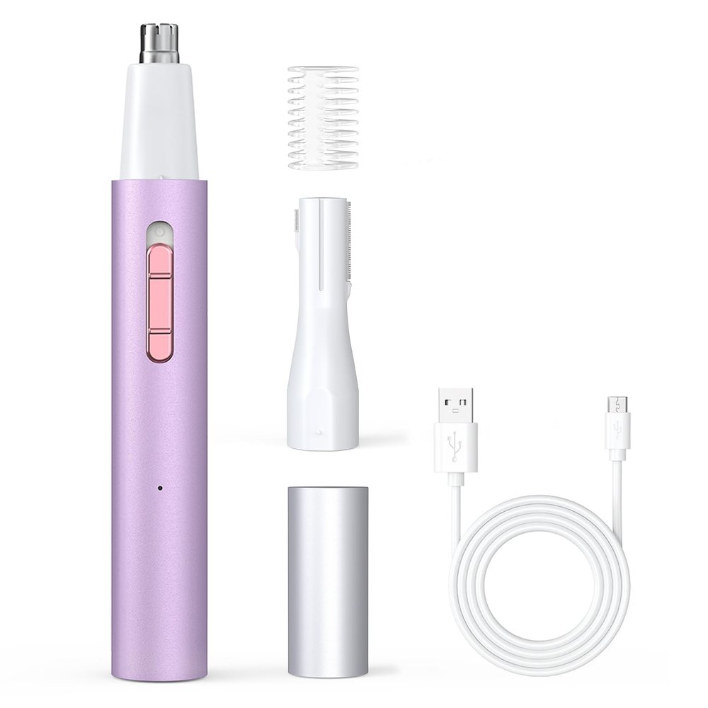 LAJCAEN Nose and Ear Hair Trimmer for Women Men,2025 Rechargeable Eyebrow & Facial Trimmer,Dual-Edge Blades,Waterproof Easy Cleansing, for Peach Fuzz Fine Hair Face Chin Neck, Upper-Lip