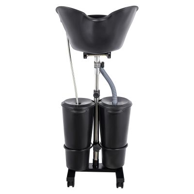 INPAITOO Portable Shampoo Bowl with Electric Pump, Shampoo Bowl with Embedded Shower, Adjustable Basin Height Washing Station Sink with Buckets&Drain Hoses (black)
