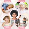 PIEMEET 3PCS Kids Bonnets for Girls, Satin Baby Bonnet for Sleeping, Soft Wide Band Silk Bonnet for Kid, Breathable Kids Satin Bonnets Child Sleeping Cap for Toddler Teens Natural Hair(Blue,Red,Black) view 3