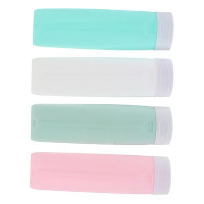 MUCKLILY 4Pcs Refillable Silicone Travel Bottles Set 3oz Leakproof Squeeze Containers for Shampoo Conditioner and Lotion for Travel Toiletries and Cosmetics