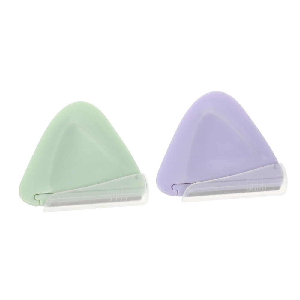 PACKOVE 2Pcs Portable Eyebrow Trimmers Stainless Steel Makeup Shaving Cutter Protective Cap for Eyebrow Grooming and Facial Hair Removal