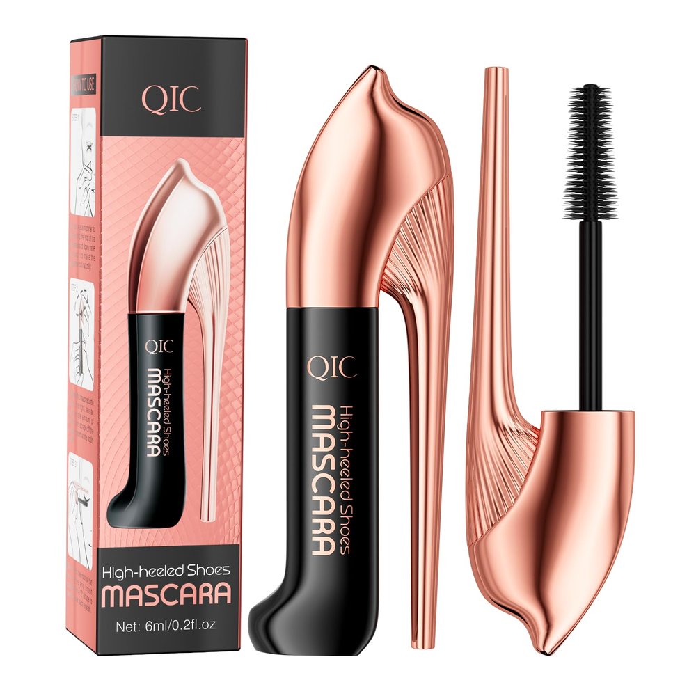 High Heels Black Mascara Waterproof & Smudge-Proof, Volumizing & Curling, Long-Lasting, Natural Lengthening Lash Makeup for Sensitive Eyes