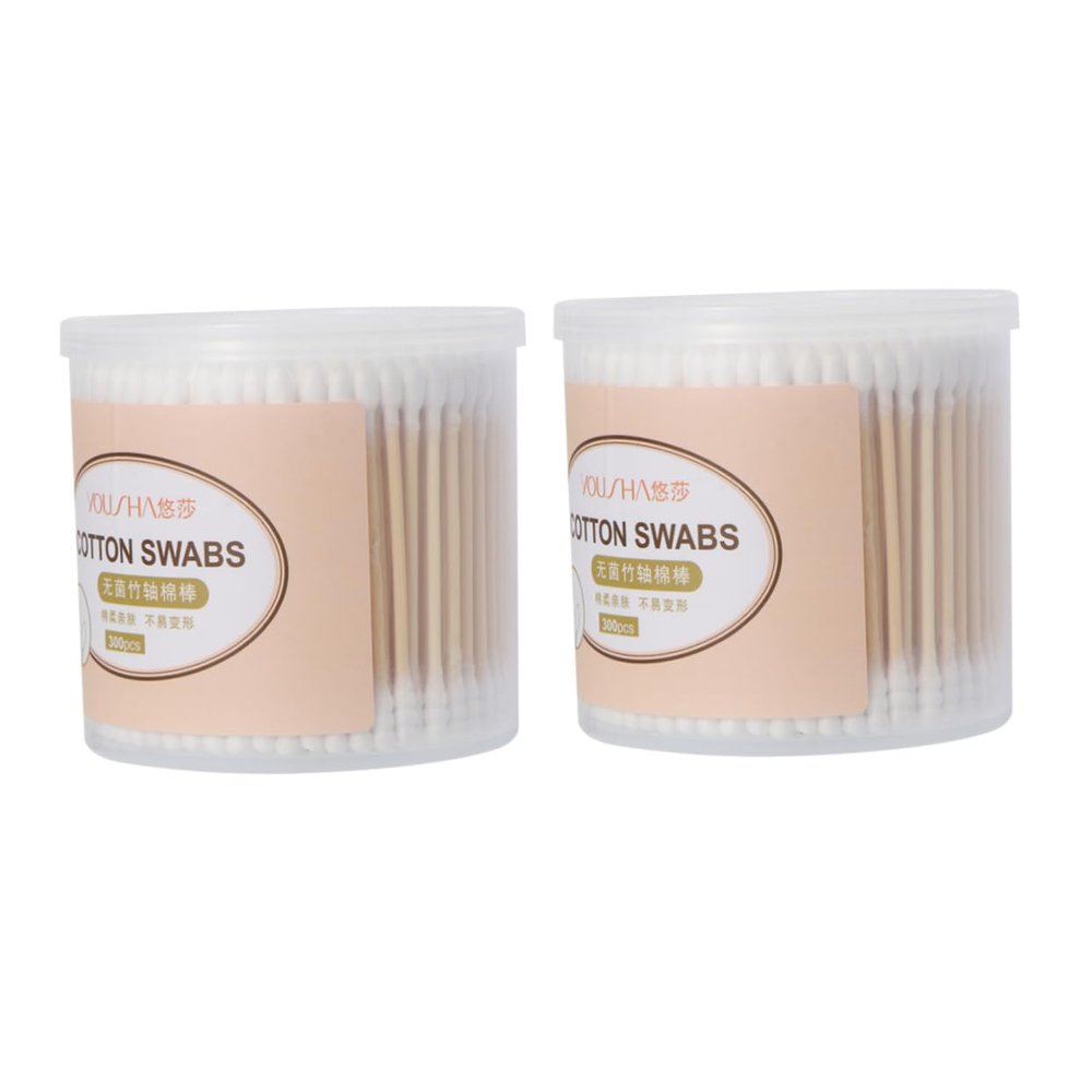 Beaupretty 600pcs Organic Cotton Swabs Double-ended Makeup Tools Facial Pads Cotton Rounds