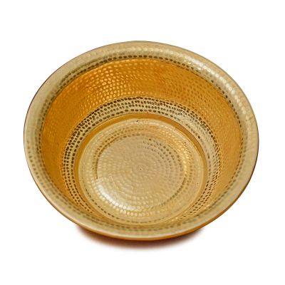 Hand-Hammered Copper Basin for Face Washing Foot Soak Portable Versatile Fire Bowl and Incinerator, for Camping and Picnics (Yellow,15.8")