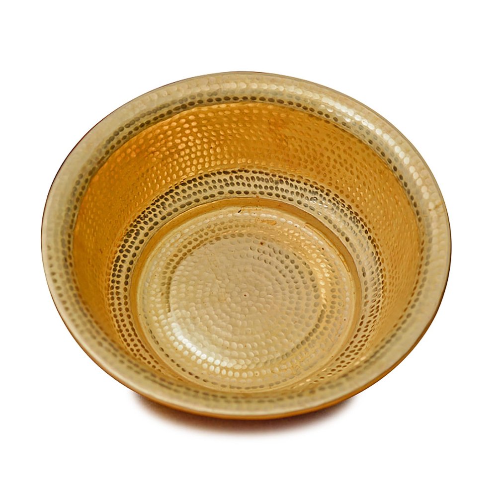 Hand-Hammered Copper Basin for Face Washing Foot Soak Portable Versatile Fire Bowl and Incinerator, for Camping and Picnics (Yellow,15.8")