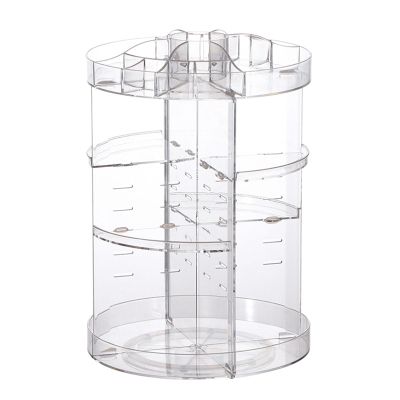 Acrylic Cosmetic Holder With 360 Rotation Large Capacity Makeup Storage Rack For Brushes Skincare Items Organiser