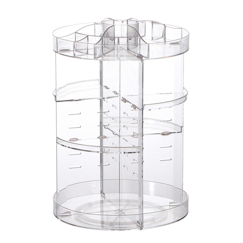 Acrylic Cosmetic Holder With 360 Rotation Large Capacity Makeup Storage Rack For Brushes Skincare Items Organiser