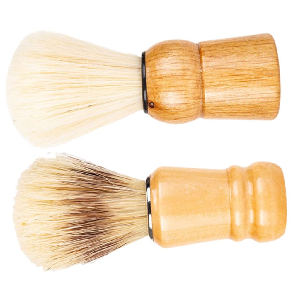 ELAYARD 2pcs Men Shaving Brush Wood Handle Bristles for Shaving Application for Beard Care Grooming and Styling Needs for Him