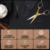 Ontaki Japanese Steel Beard & Hair Trimming Scissors - Precision Convex Blades Hair Cutting Scissors - Adjustable Tension Knob Barber Shears - Rubber Ring Grip & Mustache Comb - Gold Brass, 5.5 in view 3