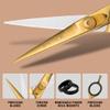 Ontaki Japanese Steel Beard & Hair Trimming Scissors - Precision Convex Blades Hair Cutting Scissors - Adjustable Tension Knob Barber Shears - Rubber Ring Grip & Mustache Comb - Gold Brass, 5.5 in view 4