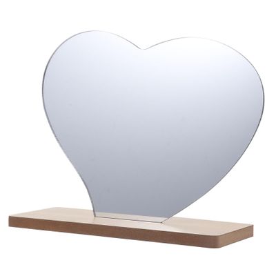 PartyKindom Irregular Shaped Desktop Makeup Mirror with Wooden Base Portable Acrylic Vanity Mirror for Bedroom Office and Dressing Table Present Choice for Fashion Lovers