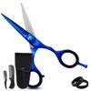 Ontaki Japanese Steel Beard & Hair Scissors - Safe Rounded Tips & Mustache Comb - Ergonomic Grip Beard Scissors for Men - Professional Craftsmanship Barber Shears - Midnight Blue, 5.5" view 1