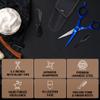 Ontaki Japanese Steel Beard & Hair Scissors - Safe Rounded Tips & Mustache Comb - Ergonomic Grip Beard Scissors for Men - Professional Craftsmanship Barber Shears - Midnight Blue, 5.5" view 3