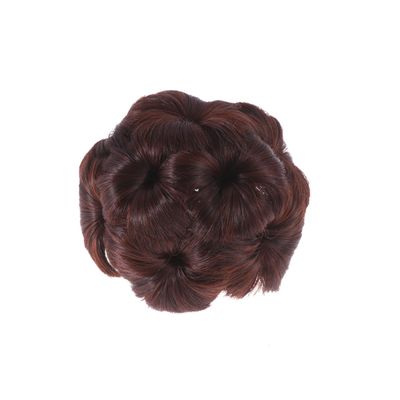 DONFAMDS 1Pc Flower Design Synthetic Hair Bun Clip Durable Updo Fixator for Women Dark Brown Hair Accessory Easy to Use Hair Styling Tool for Messy Buns and Elegant Hairstyles