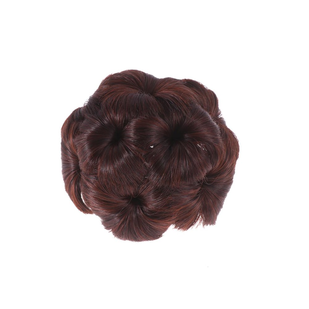 DONFAMDS 1Pc Flower Design Synthetic Hair Bun Clip Durable Updo Fixator for Women Dark Brown Hair Accessory Easy to Use Hair Styling Tool for Messy Buns and Elegant Hairstyles