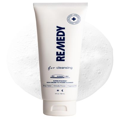 Remedy for Rich Cream Cleansing - Cream-to-Foam Cleanser for Dry to Normal Skin - Gentle Super Stacked Hydrating Face Wash by Dermatologist Dr. Shah, 5 fl. Oz