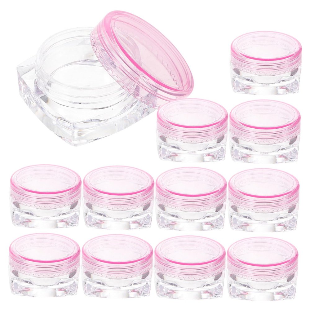 PAMINGONO 3g Square Base Cream Jars 12-Piece Portable Leak-Proof Cosmetic Sample Containers for Travel Makeup