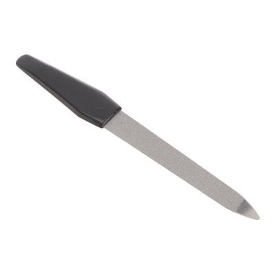 Baluue Stainless Steel Nail File Buffer with Plastic Handle Double Sided Nail Smoother for Manicure Lightweight Durable Tool for Home Salon Use