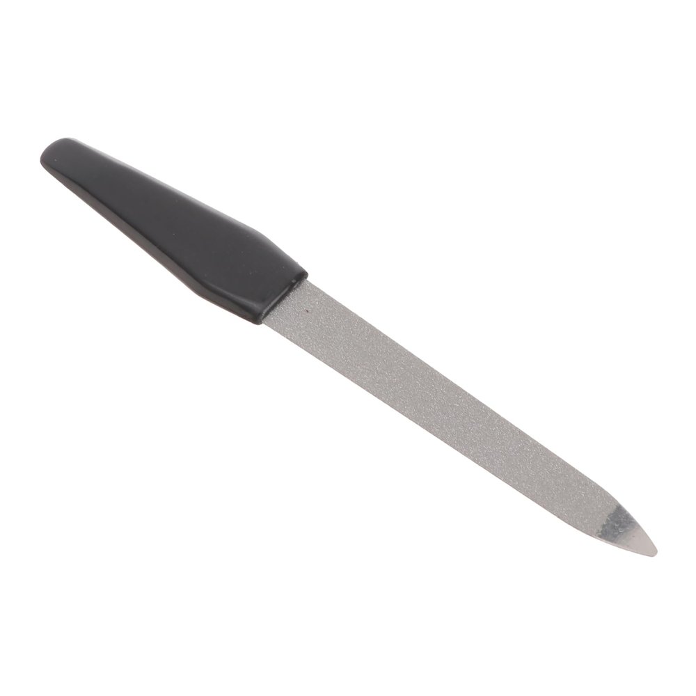 Baluue Stainless Steel Nail File Buffer with Plastic Handle Double Sided Nail Smoother for Manicure Lightweight Durable Tool for Home Salon Use