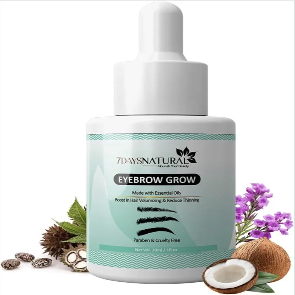 7..Days Eyelash & Eyebrow Nourishing Serum With Castor Oil, Onion Oil & Vitamin E | Helps Condition & Strengthen Hair | Lightweight & Non-Greasy Formula (30ml)