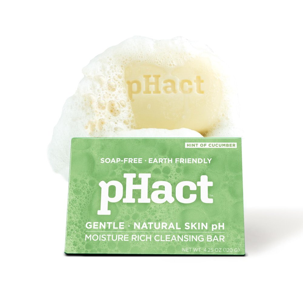 ANDREW LESSMAN pHact Moisture-Rich, Soap-Free Cleansing Bar Cucumber. Natural Skin pH. All Skin Types - Even Sensitive Skin. Hypoallergenic. Dermatologist Tested. 3 - Pack 4.25 oz each