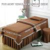 Brown,60x180cm/23.6x70.8in,Massage Table Sheet Set,Reusable Massage Bed Cover with Face Hole Fleece Beauty Massage Table Skirt Elastic Massage Fitted Sheet for Salon Spa view 3