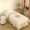 Beige,70x185cm/27.5x72.8in,Classic Massage Couch Cover,Beauty Massage Bed Cover Linen All-Round Wrap Massage Bed Sheets Reusable SPA Massage Flat Sheet Fitted Sheets 4Piece Set view 1