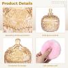 3-Piece Amber Glass Powder Puff Container Set with Lids, Crown Design, Large Puffs for Body Powder Application view 4