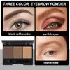Brow Powder Kit with Mirror  Long-Lasting 3-Color Brow Filler for Full, Defined Natural Brows, Contour Palette with Double-Ended Brush, sombra para cejas (01) view 2