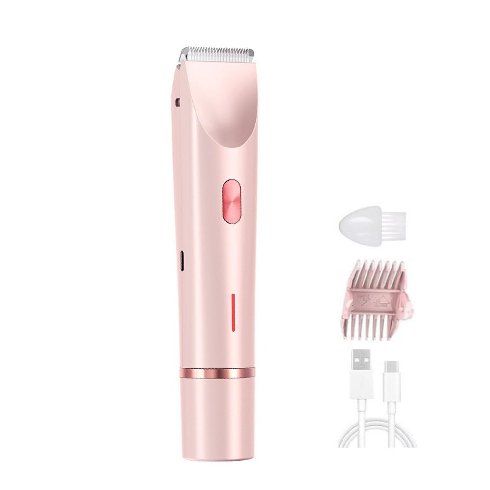 Gqudyi 2 in 1 Wet & Dry Electric Trimmer,Womens Electric Shaver for Legs Underarm,Double Head Dual Purpose Hair Trimmer,Dermave Shaver,Dual Head Design,Dual Power,for Female Shaving(Color:Pink)