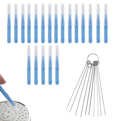 30pcs Shower Head Cleaner Tools, Shower Head Cleaning Brushes Multi-Size Showerhead Cleaner Picks Anti-Clogging for Bathroom Small Hole Gap Nozzle Window Slot (Blue)