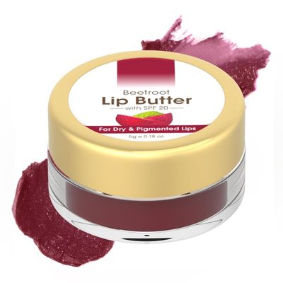 0.17oz Beetroot Lip Balm For Men & Women With Shea Butter & Cocoa Butter For Dry Lips, Sulphate & Paraben Free - 5gm