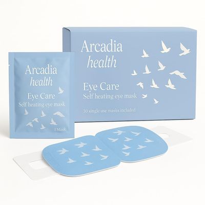 Arcadia Health Self-Heating Mask  30 Single-Use Warm Compresses for Dryness, Puffiness & Migraine Relief  Soothing Steam Mask for Relaxation, Sleep Support & Under-Eye Care