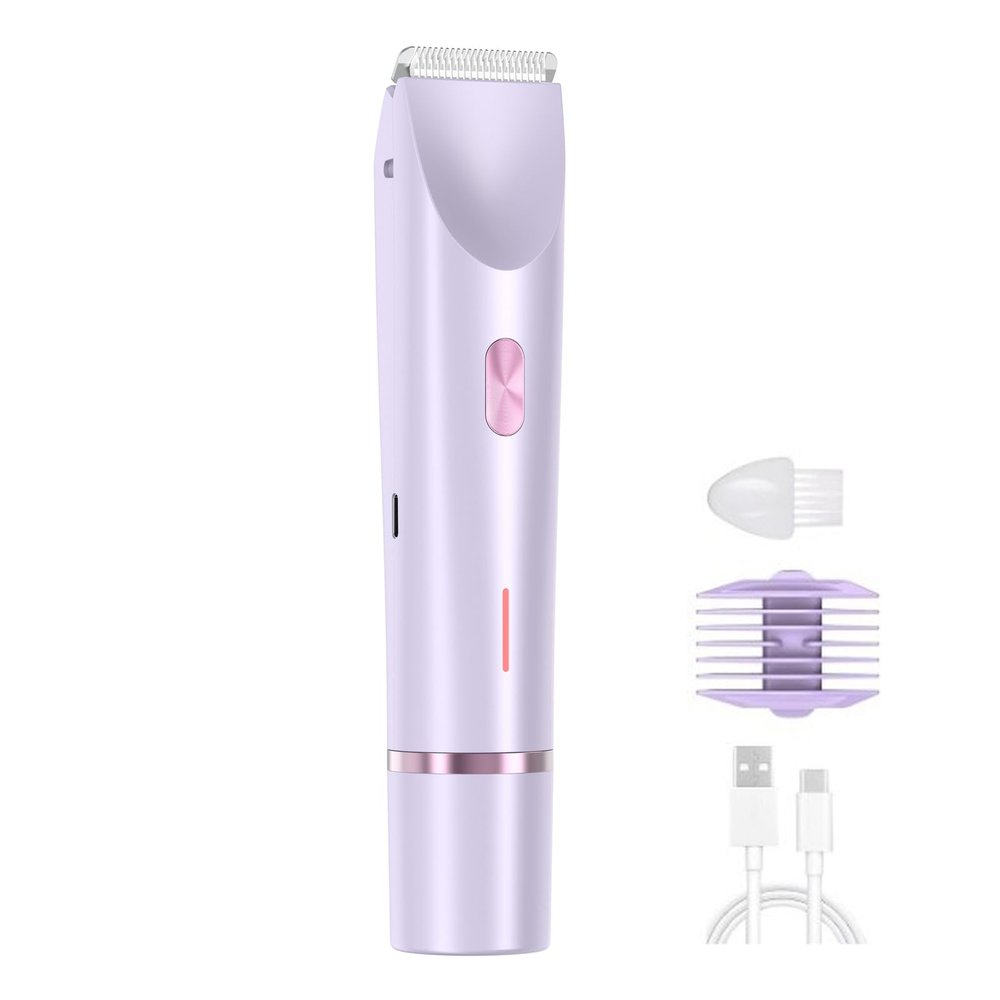 Gqudyi 2 in 1 Wet & Dry Electric Trimmer,Womens Electric Shaver for Legs Underarm,Double Head Dual Purpose Hair Trimmer,Dermave Shaver,Dual Head Design,Dual Power,for Female Shaving(Color:Purple)