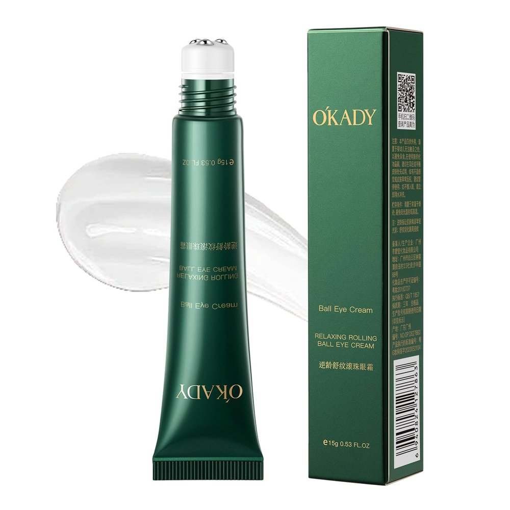 Caffeine Eye Cream with Nicimide Peptides for Dark Circles and Puffiness, Fine Lines, Wrinkles Eye Care Serum with 360 Massage Ball 15ML