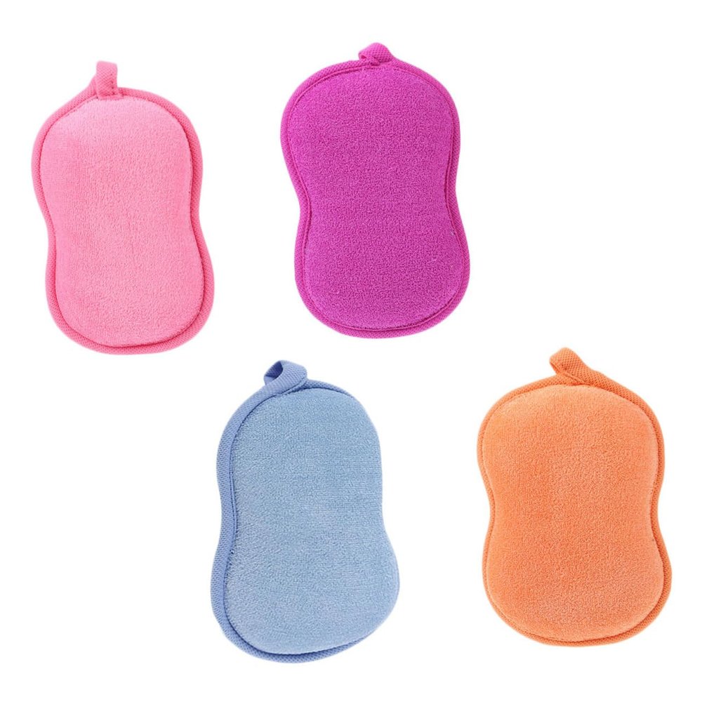 VICASKY 4Pcs Bath Sponge Peanut Shape Shower Exfoliating Body Scrubbers for Gentle Skin Cleansing Soft and Durable for