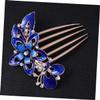CALLARON Rhinestone Flower Hair Comb for Brides Dark Blue Wedding Headdress Accessory Delicate Hair Ornament for Women for Parties and Special Occasions view 1