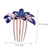 CALLARON Rhinestone Flower Hair Comb for Brides Dark Blue Wedding Headdress Accessory Delicate Hair Ornament for Women for Parties and Special Occasions view 2