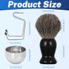 DEBETOOL Shaving Brush Set for Men  Pure Badger Hair Shaving Brush and Bowl, Exfoliating Shaving Cream Brush Gifts for Fathers Day view 2