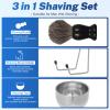 DEBETOOL Shaving Brush Set for Men  Pure Badger Hair Shaving Brush and Bowl, Exfoliating Shaving Cream Brush Gifts for Fathers Day view 4