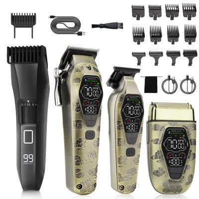 Beatslm Beard Trimmer for Men, 20 Length Adjustable Blade Wheel Trimmer, Cordless Barber Clippers and Trimmers Set3 in 1 Men's Wet/Dry Groomer with Travel Lock, LED Display