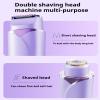 Gqudyi Womens Shaver Dual-Head Trimmer,Rechargeable Electric Shaver for Women,2 in 1 Wet & Dry Electric Trimmer,Square and Round Head Design,Powerful Performance,for Female Shaving(Color:Purple) view 3