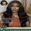 KLAIYI Black Cherry Loose Body Wave Pre Eeverything 13x4 Lace Frontal Wigs Human Hair Bye Bye Knots Glueless Ready to Wear and Go Wig with Face Framing Bangs Drawstring Pre Plucked Burgundy Wig 18Inch view 3