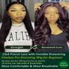KLAIYI Black Cherry Loose Body Wave Pre Eeverything 13x4 Lace Frontal Wigs Human Hair Bye Bye Knots Glueless Ready to Wear and Go Wig with Face Framing Bangs Drawstring Pre Plucked Burgundy Wig 18Inch view 4