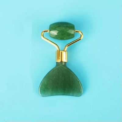 Natural Jade Quartz Crystal Facial Eye Massager Roller Gua Sha Therapy Tool Gift-Green Aventurine Quartz