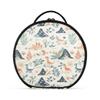 VEKELEE Cute Dinosaur and Plants Round Makeup Bag for Women, Travel Cosmetic Organizer Bag with Adjustable Dividers Portable Artist Makeup Bags for Cosmetics Jewelry Accessories view 1