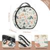 VEKELEE Cute Dinosaur and Plants Round Makeup Bag for Women, Travel Cosmetic Organizer Bag with Adjustable Dividers Portable Artist Makeup Bags for Cosmetics Jewelry Accessories view 3