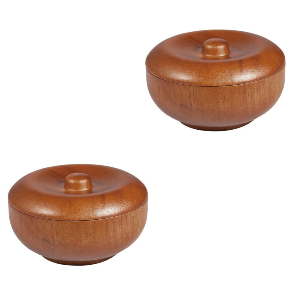 GALPADA 2pcs Wooden Shaving Bowl Lid Men Shaving Soap Bowl Men for Home Barber Shop Salon